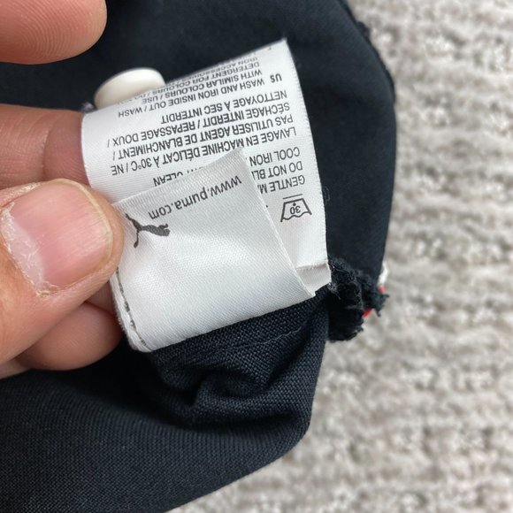 Puma Soccer Germany Polo Shirt Men Large L Black Green White Stripe Casual Sport - Picture 10 of 16